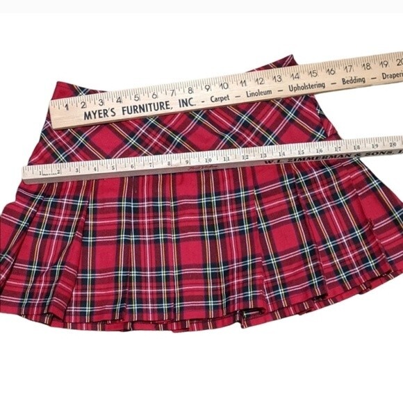 ROYAL BONES RED PLAID TARTAN MINI SKIRT - S - Picture 4 of 7